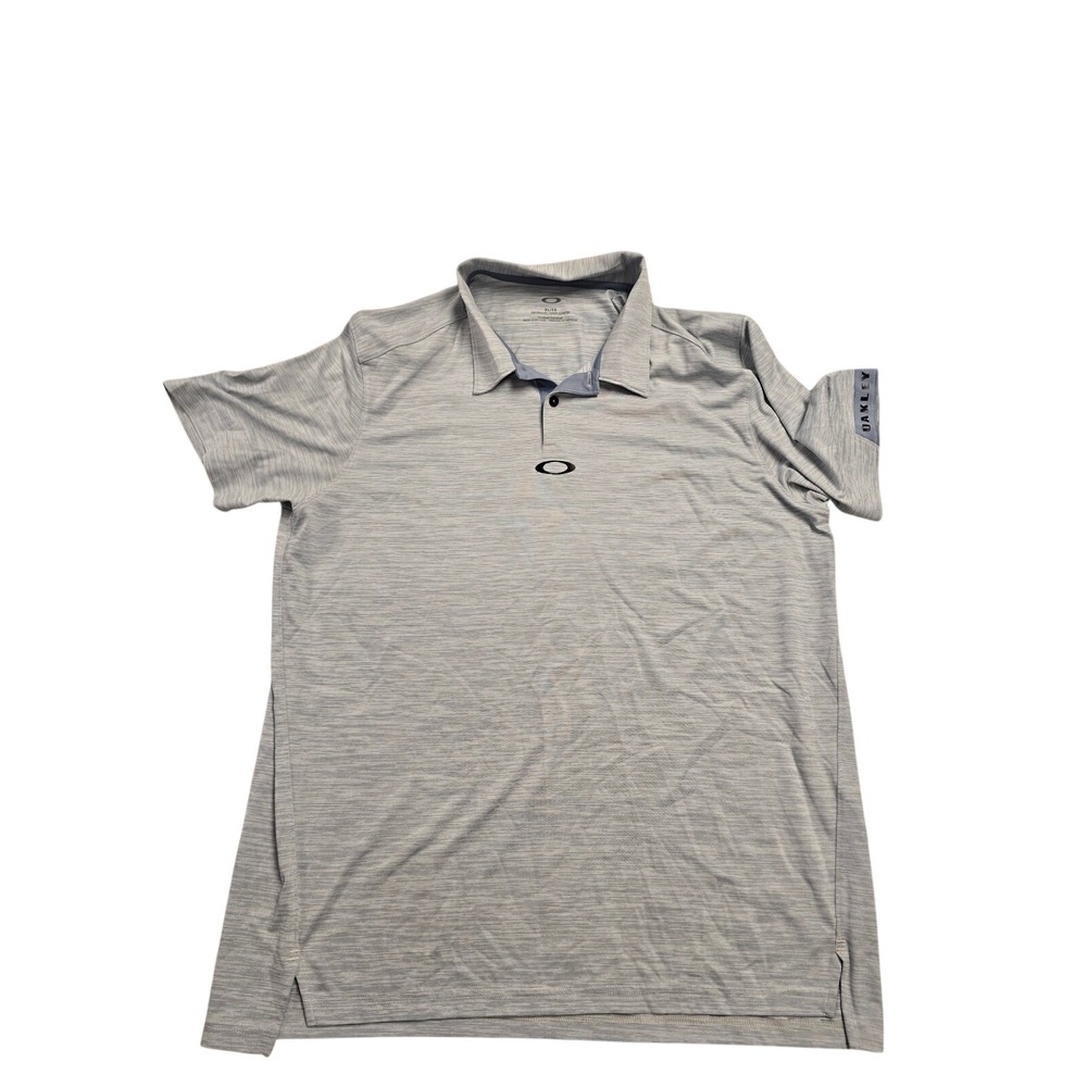 Oakley Mens Tailored Fit Space Dye Golf Polo Shirt Blue XL Short Sleeve Logo